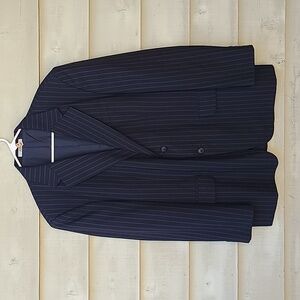 -DAVID TAYLOR Navy Blue Pinstripe Suit Jacket Blazer